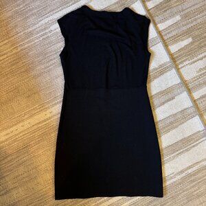 Theory Black Sleeveless Fitted Wool Blend Dress, Size Large